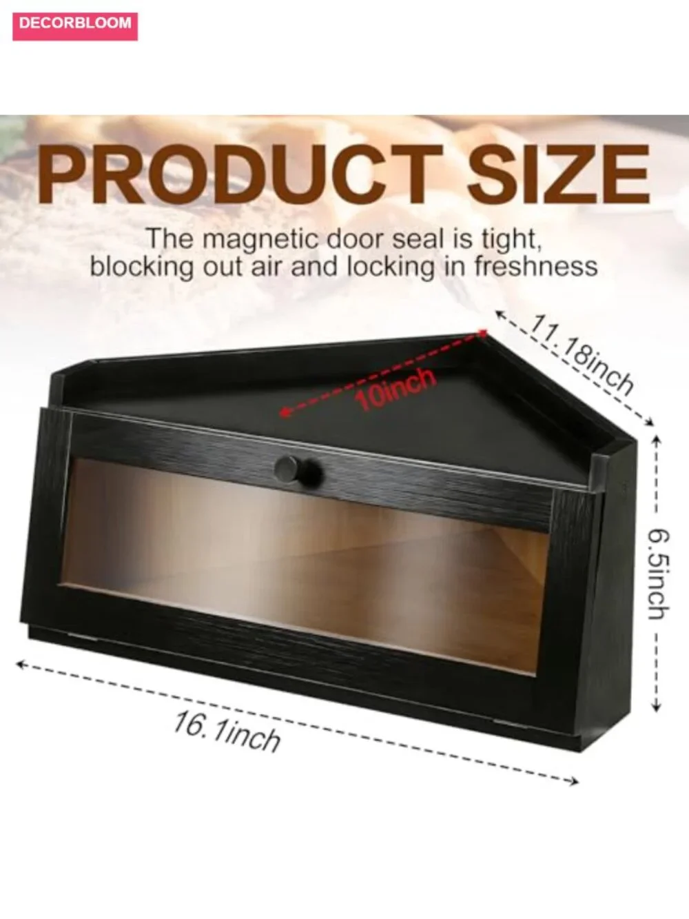 Corner Bread Box Wooden Farmhouse with Window Bread Storage